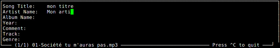 mp3info mode interactif mp3info en mode interactif permet de modifer le tag id3 d'un fichier mp3