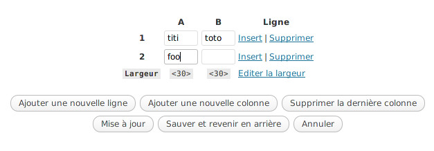 remplir_tableau_wordpress On remplit le tableau precedement créé avec le plugin wordpress wp-table.